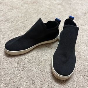 Rothy's Black Slip-On Sneakers with Blue Accent